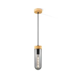 Moderne Hanglamp Capri - Rook - 10/10/138cm - hanglamp gemaakt van Glas en Hout - geschikt voor E27 LED lichtbron - Dekra getest - Pendellamp geschikt voor woonkamer, slaapkamer en keuken