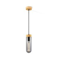 Moderne Hanglamp Capri - Rook - 10/10/138cm - hanglamp gemaakt van Glas en Hout - geschikt voor E27 LED lichtbron - Dekra getest - Pendellamp geschikt voor woonkamer, slaapkamer en keuken