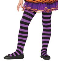 Carnaval verkleed panty - paars/zwart - gestreept - 15 denier - voor meisjes Carnaval verkleed panty - paars/zwart - gestreept - 15 denier - voor meisjes
