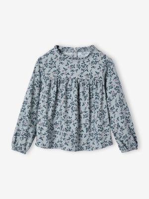 Blouse met bloemmotieven voor meisjes grijsblauw