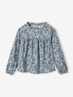 Blouse met bloemmotieven voor meisjes grijsblauw