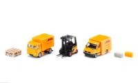 Siku DHL logistiek geschenkset inclusief vrachtwagen heftruck bezorgwagen pallets en pakketten metaal/kunststof geel bewegende onderdelen - thumbnail