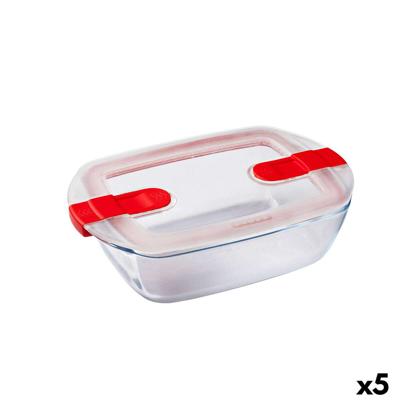 Hermetische Lunchtrommel Pyrex Cook&heat 1,1 L 24 x 15,5 x 7 cm Transparant Glas (5 Stuks)