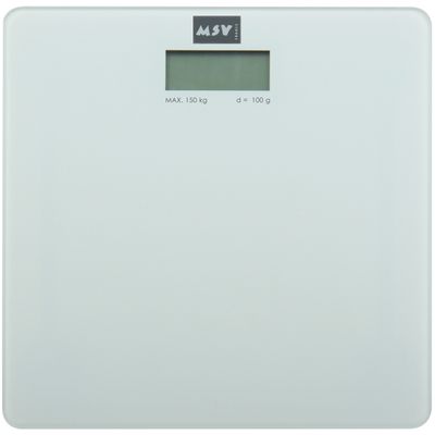 MSV Personen weegschaal - ivoor wit - glas - 30 x 30 cm - digitaal