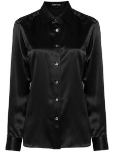 TOM FORD chemise en soie à col pointu - Noir