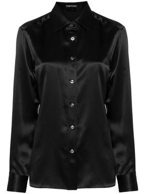 TOM FORD chemise en soie à col pointu - Noir
