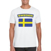 Zweden supporters t-shirt - met vlag print - wit - voor heren - landen - kleding