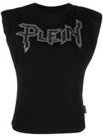 Philipp Plein débardeur en coton à logo strassé - Noir - thumbnail