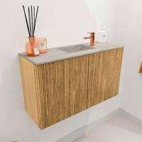 Toiletmeubel Mondiaz Joya Dlux | 70 cm | Meubelkleur Oak | Faye wastafel Glace Wasbak Midden | 1 kraangat