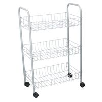 Grijze stevige opberg trolley/roltafel met 3 manden 60 cm - thumbnail