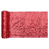Tafelloper op rol - rood pailletten - 30 x 300 cm - polyester