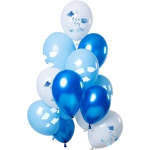 Ballonnen 'It's  a Boy' Blauw Premium - 12 Stuks