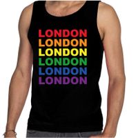 Regenboog London gay pride zwarte tanktop voor heren - thumbnail