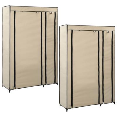 Kledingkasten opvouwbaar 2 st 110x45x175 cm stof crème