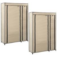 Kledingkasten opvouwbaar 2 st 110x45x175 cm stof crème