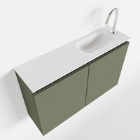 Toiletmeubel Mondiaz Ture | 80 cm | Meubelkleur Army | Eden wastafel Talc Rechts | 1 kraangat