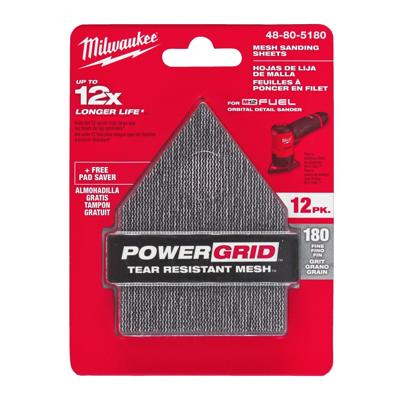 Milwaukee Mesh Schuurgaas 67x92 P180 inclusief Bescherm Pad VE=12 - 48805180