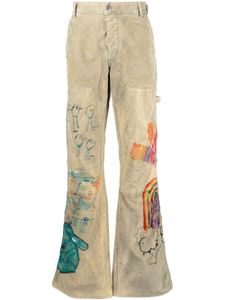 Off-White pantalon Cartoon évasé - Marron