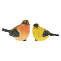 Tuin/Huis decoratie beeldjes set van 2x vogeltjes - polystone - 13 cm