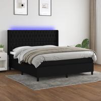 Boxspring met matras en LED stof zwart 180x200 cm