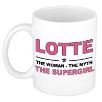 Lotte cadeau mok - Woman Myth Supergirl - naam koffiemok - 300 ml - collega - moederdag