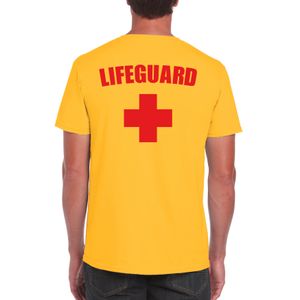 Carnaval reddingsbrigade/ lifeguard t-shirt geel / achter bedrukking heren 2XL  -