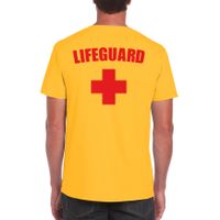Carnaval reddingsbrigade/ lifeguard t-shirt geel / achter bedrukking heren 2XL  -