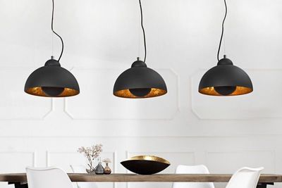 Elegante hanglamp STUDIO 3 110cm zwart bladgoud look drie tinten - 36228