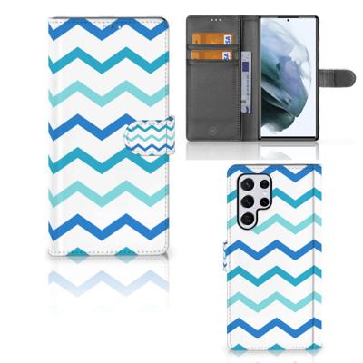 Samsung Galaxy S22 Ultra | Telefoon Hoesje | Zigzag Blauw
