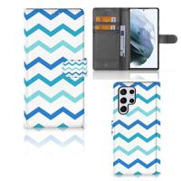Samsung Galaxy S22 Ultra | Telefoon Hoesje | Zigzag Blauw