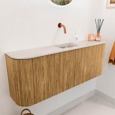 Toiletmeubel Mondiaz Joya Dlux | 113.2 cm | Meubelkleur Oak | Faye wastafel Nata Wasbak Midden | Zonder kraangat(en)