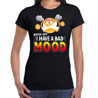 Funny emoticon t-shirt watch out i have a bad mood zwart voor da - thumbnail