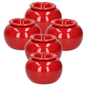 Terras asbak/stormasbak - 5x - rond - keramiek - 16 x 11 cm - rood - Buiten asbakken