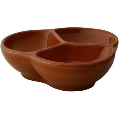 Tapas schaaltje - bruin - 3 vaks - 13 cm - 240 ml - aardewerk - schaaltje - hapjes bakje