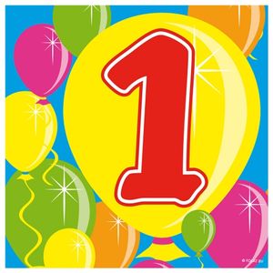 40x Een/1 jaar feest servetten Balloons 25 x 25 cm verjaardag/jubileum   -