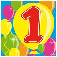 40x Een/1 jaar feest servetten Balloons 25 x 25 cm verjaardag/jubileum   - - thumbnail