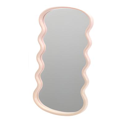 H&S Collection Spiegel / Wandspiegel - wave - roze - 55 x 30 cm - decoratief - golfvorm
