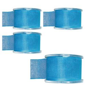 Hobby/decoratie sierlint - 4x - turquoise - organza - 4 cm x 20 meter