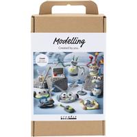 Creativ Company Hobbyset boetseren, robot, blauw, grijs, rood, verzilverd, 1 doos