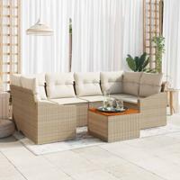 Tuinbankenset met kussen 7 pcs Beige poly rattan