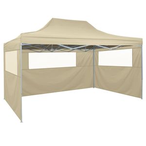 VidaXL Partytent met 3 zijwanden inklapbaar 3x4 m staal crème