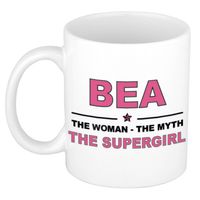 Naam cadeau mok/ beker Bea The woman, The myth the supergirl 300 ml - Naam mokken