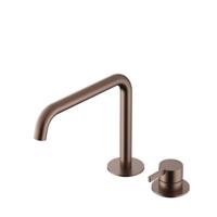 Hotbath Ace - Wastafelmengkraan - zonder Waste - met Draaibare Uitloop - Geborsteld Koper PVD - Opbouw - Messing - V02