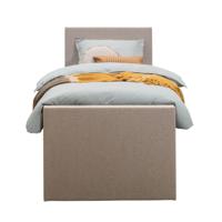 Leen Bakker - Boxspring Met Voetbord Liv Egaal - 90x200 Cm - Slanke Poot - Stof - Beige