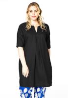 Yoek Tuniek met plooi linnen | Zwart | Maat 58/60