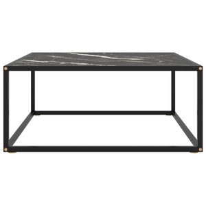 The Living Store Salontafel - Praktische Woonkamertafel - Glas en Staal - 80x80x35 cm - Zwart