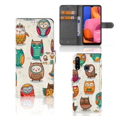 Samsung Galaxy A20s | Telefoonhoesje | Met pasjeshouder | Vrolijke Uilen