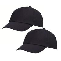 Baseballcap / pet Outdoor - 2x - 5 panels - donkerblauw - volwassenen - klittenbandsluiting - katoen