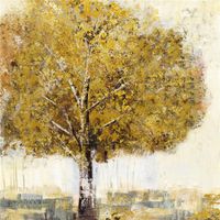 Schilderij - Handgeschilderd - Eenzame boom 3 100x100cm - thumbnail