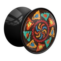 Double Flared Plug met African Design Acryl Tunnels & Plugs